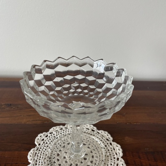 VINTAGE "Birthday" Dessert Dish, Glass Pedestal Candy Dish 5.5" H x 5" W - Picture 4 of 9
